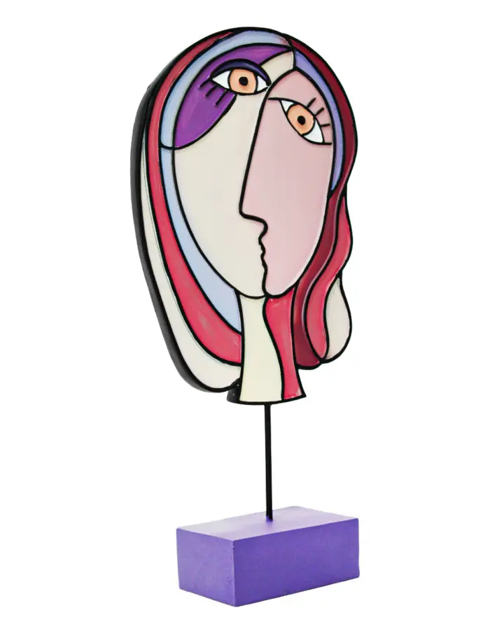Escultura de rostro de mujer abstracto de resina de 18.5x7x39cm - Image 2