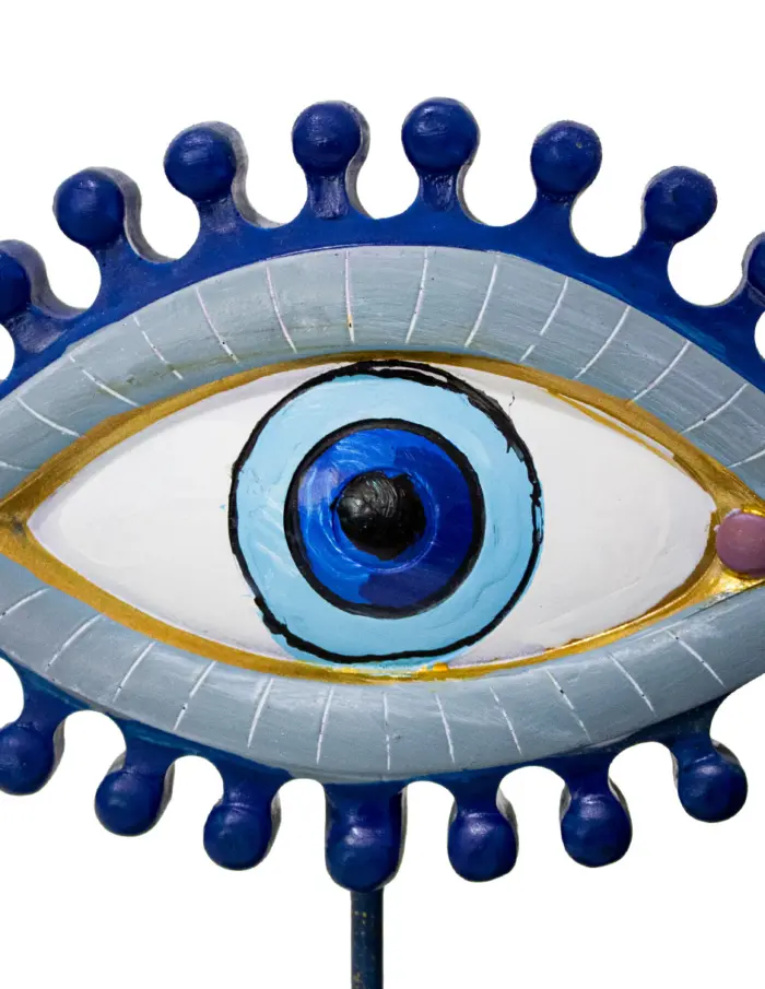 Juego de porta libros de resina diseño ojos turcos azules de 25x10x19cm - Image 3