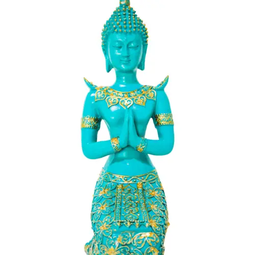 Buda verde turquesa de resina de 14.5×10.5×27.5cm