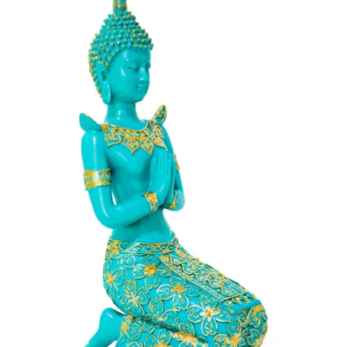 Buda verde turquesa de resina de 14.5×10.5×27.5cm