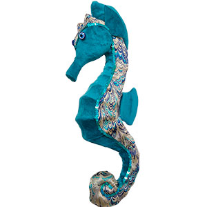 Caballito de mar de tela azul de 19x8x50cm