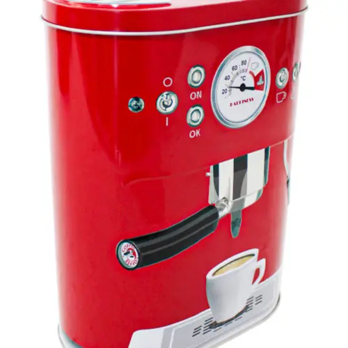 Caja de lámina c/tapa diseño Máquina de Café roja de 17.2×10.2×22.3cm