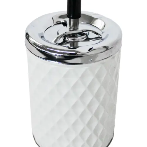 Cenicero de lámina diseño rombos color blanco de 11.2×20.3cm