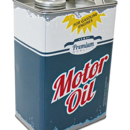 Caja azul con gris y textos de aceite de motor de 14x10x22.4cm