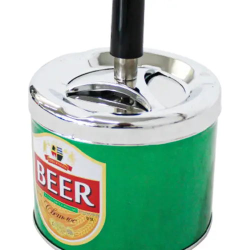 Cenicero de lámina con texto de cerveza verde de 9.2x12cm