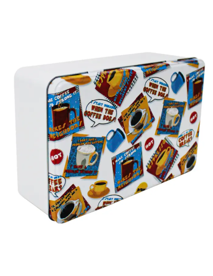 Caja de lámina rectangular diseño textos de café en blanco de 20x13x6.8cm - Image 2