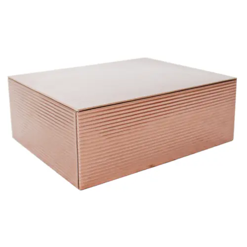 Caja de lámina rectangular cobre diseño rayas de 24×19.3×8.8cm