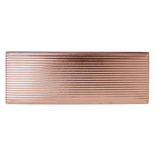 Caja de lámina rectangular cobre diseño rayas de 24×19.3×8.8cm