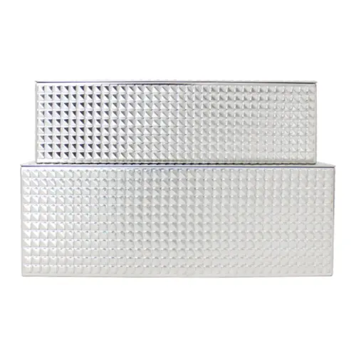 Juego de 2 cajas rectangulares de lamina diseño cadenas plateadas de 17/6.4×24/22×8.8×6.4cm