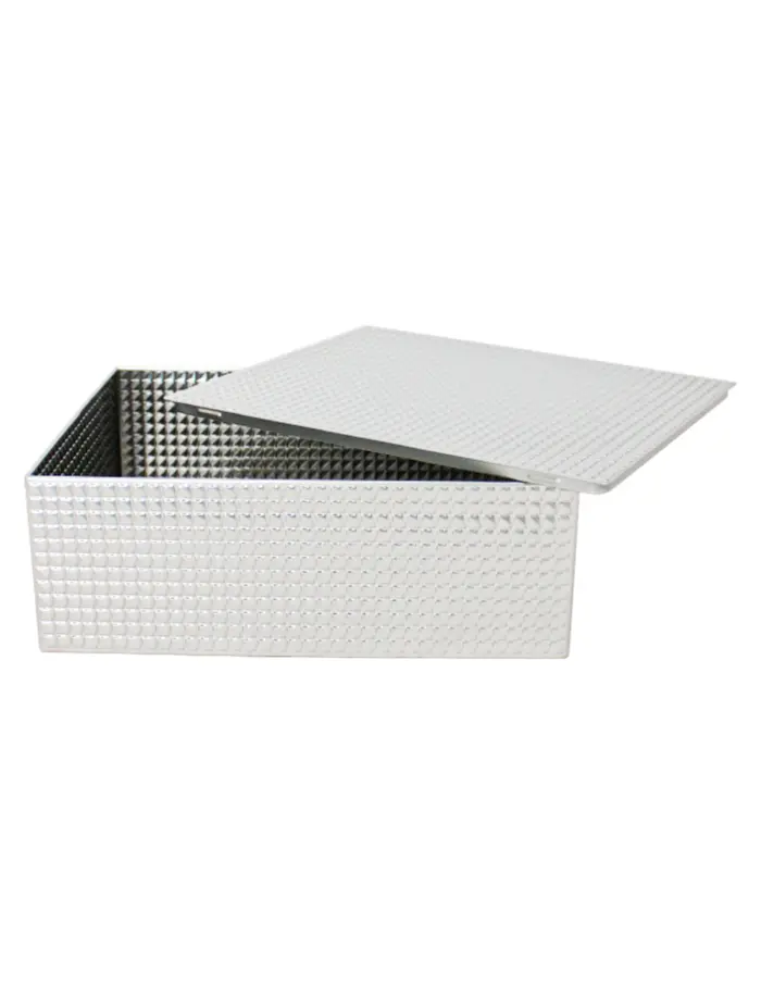 Juego de 2 cajas rectangulares de lamina diseño cadenas plateadas de 17/6.4x24/22x8.8x6.4cm - Image 4
