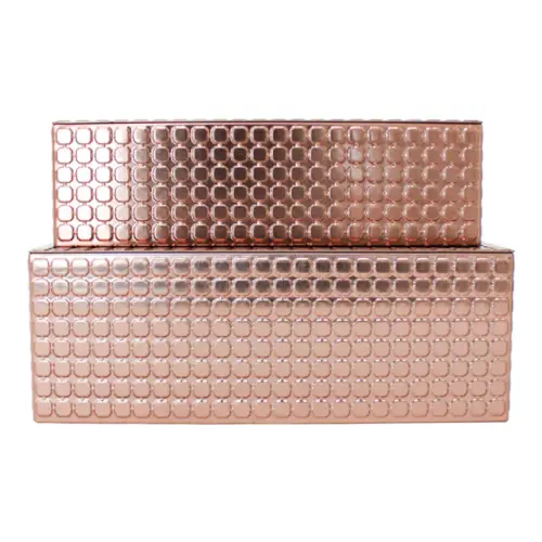 Juego de 2 cajas rectangulares de lamina diseño cadenas cobre de 17/6.4×24/22×8.8×6.4cm