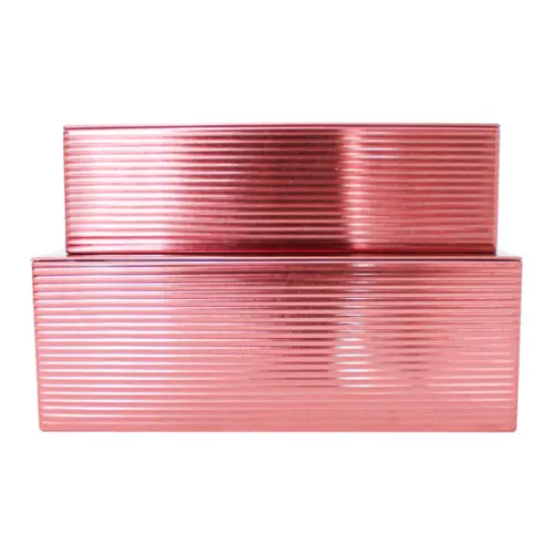 Juego de 2 cajas rectangulares de lamina a rayas vino de 17/6.4×24/22×8.8×6.4cm