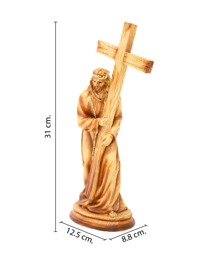 Jesus recargado en cruz de resina imitacion madera - Image 4
