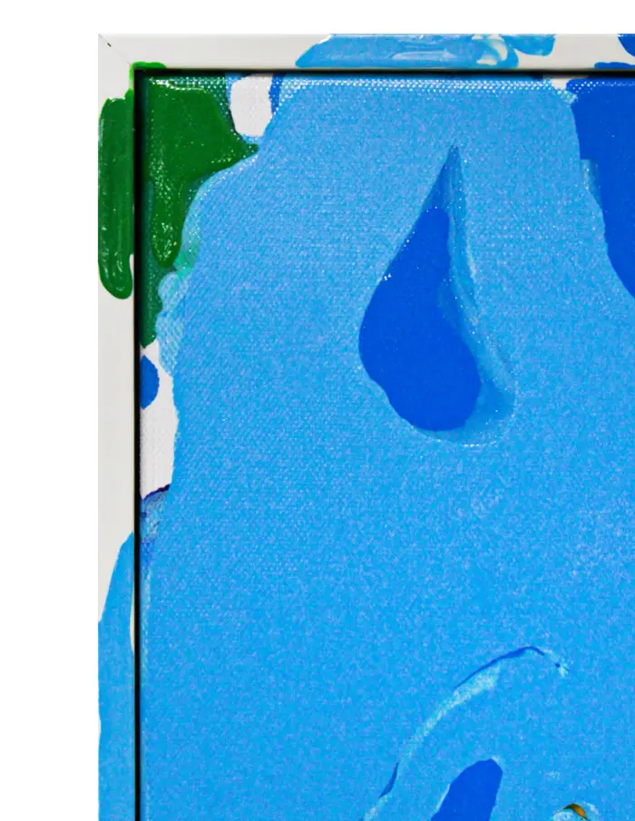 Cuadro diseño pintura azul con tonos fluorescentes de 30x40cm - Image 2