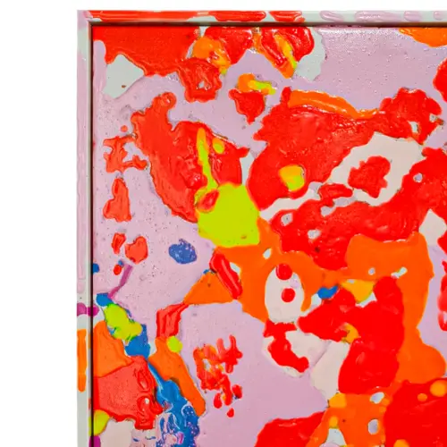 Cuadro diseño pintura rosa con tonos fluorescentes de 30x40cm