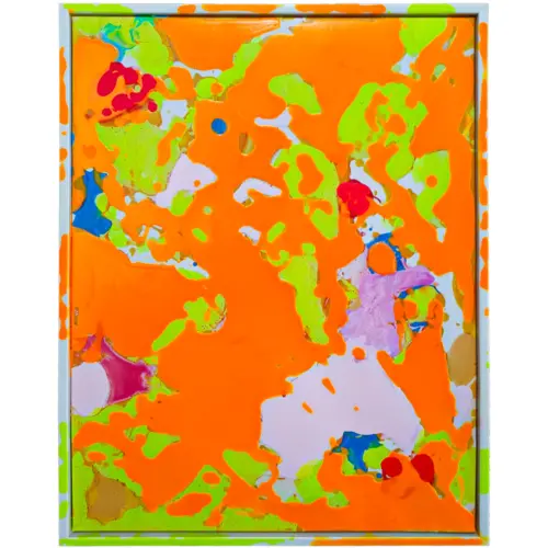 Cuadro diseño pintura amarillos con tonos fluorescentes de 30x40cm