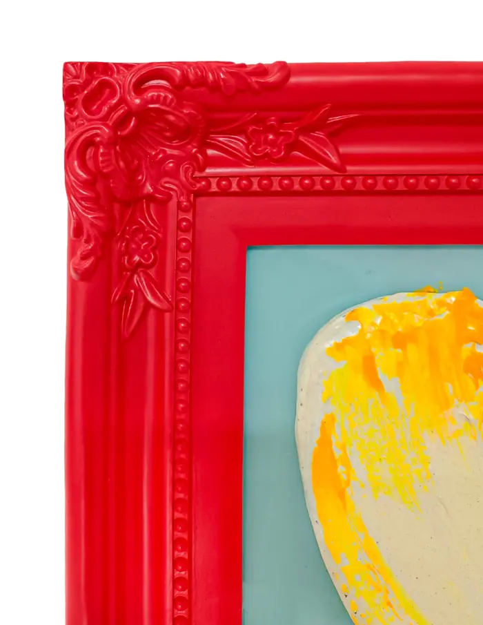 Cuadro con pintura de color amarillo con marco rojo de 30x36cm - Image 2