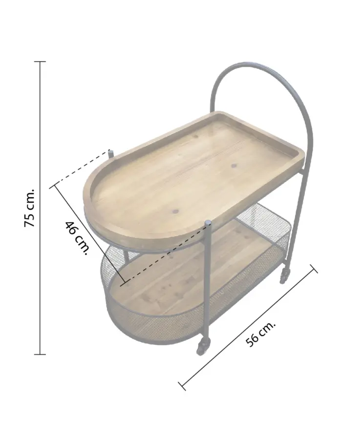 Carrito de servicio de madera mdf  con metal de 61x40x75cm - Image 6