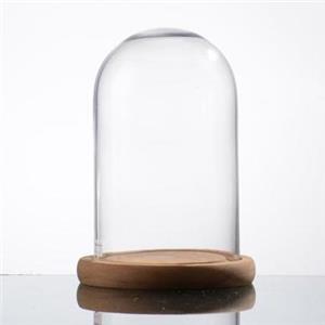 Capelo de cristal con base de madera 27x43cm