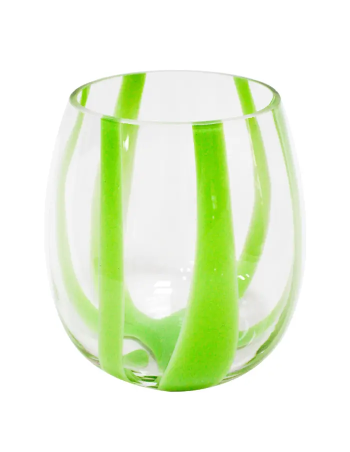 Florero de cristal transparente con linea de color verde de 15x15x16.5cm - Image 2