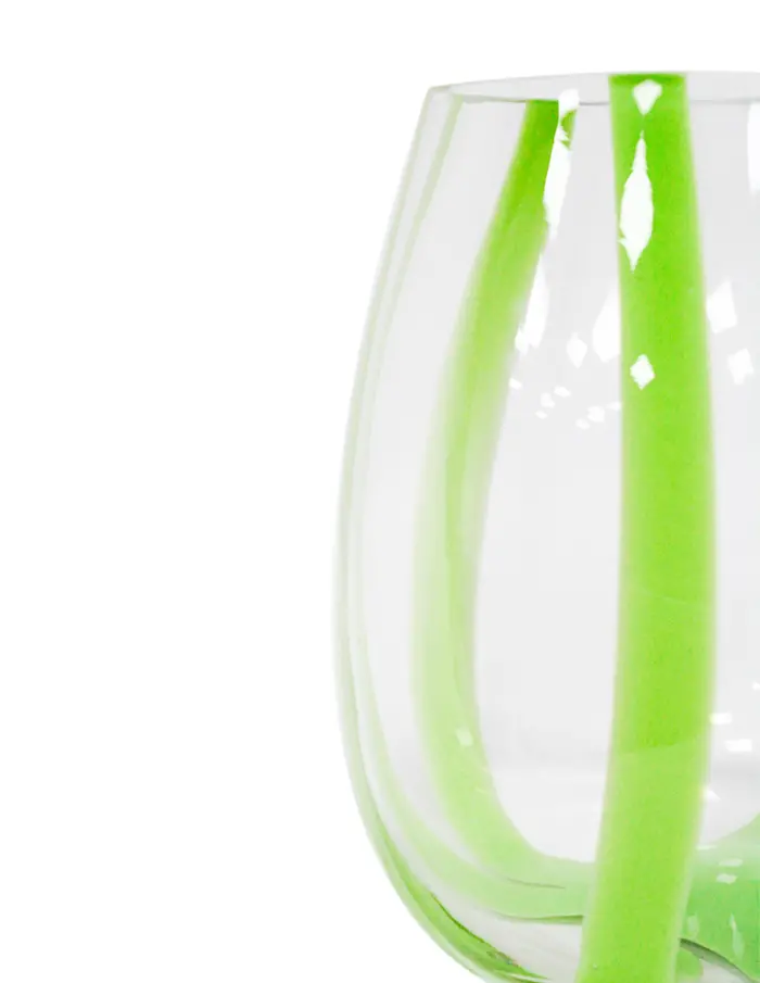 Florero de cristal transparente con linea de color verde de 15x15x16.5cm - Image 4