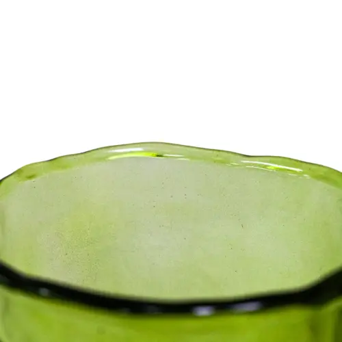 Jarrón de cristal con rama y pajarito de color verde de 13.5×9.5x32cm