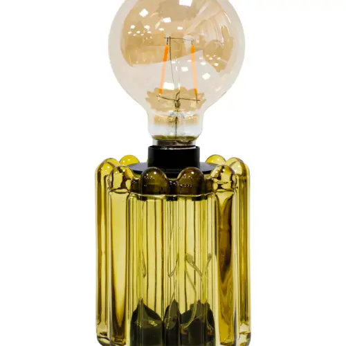 Bombilla con base de cristal amarillo de 9.5×9.5x24cm
