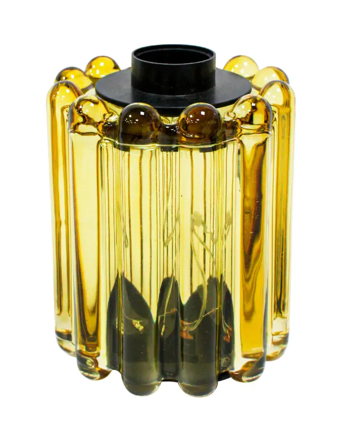 Bombilla con base de cristal amarillo de 9.5x9.5x24cm - Image 2