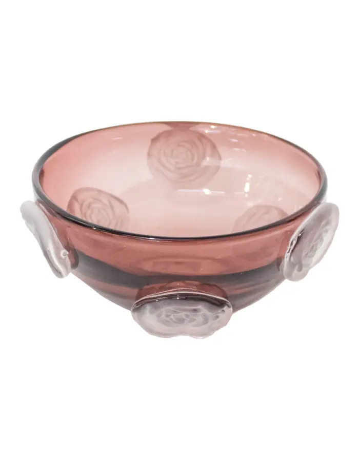 Bowl de vidrio con rosas viceladas de 26x26x11cm - Image 2
