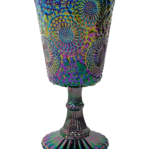 Copa floral de cristal iridiscente de 9x9x16.8cm de 250ml