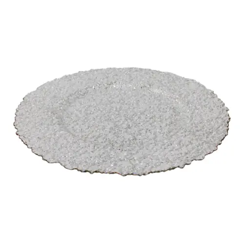 Plato de presentación blanco con diseño raíces plateadas de 33cm