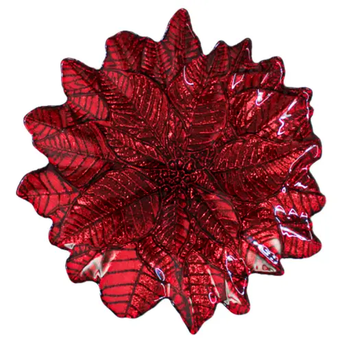 Plato de cristal diseño nochebuena roja de 30cm