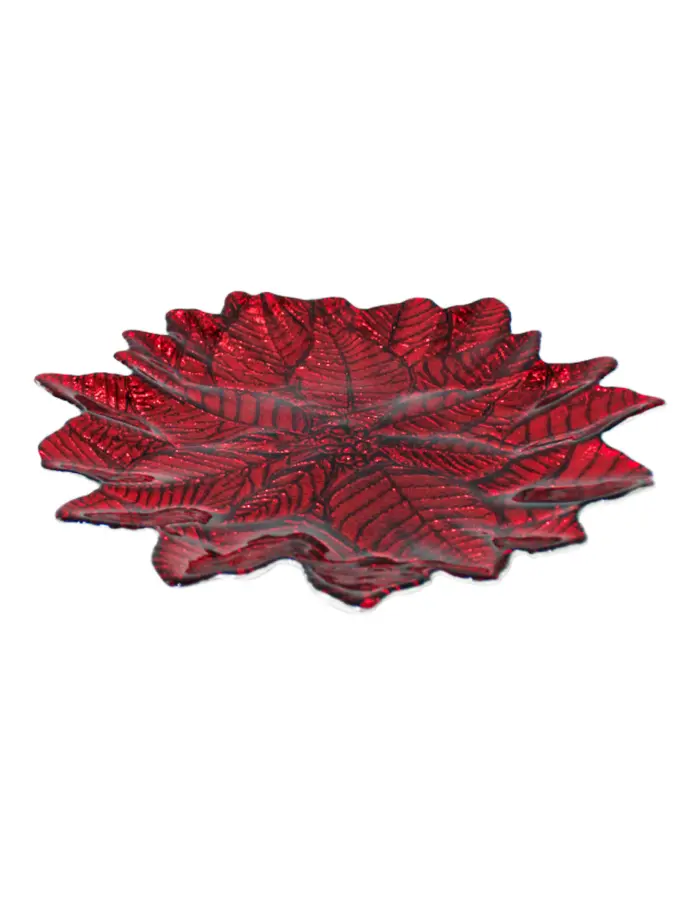 Plato de cristal diseño nochebuena roja de 30cm - Image 2