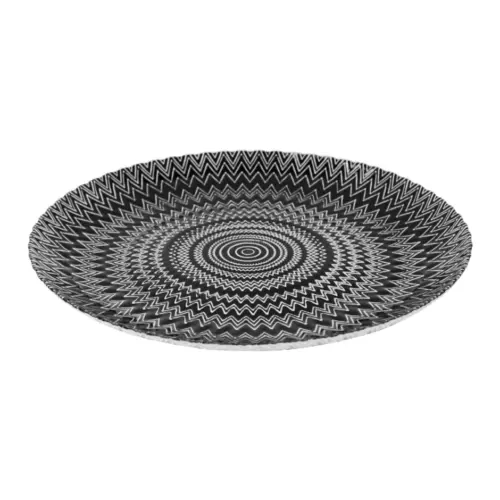 Plato de presentación de cristal negro con diseño psicodélico de 32cm