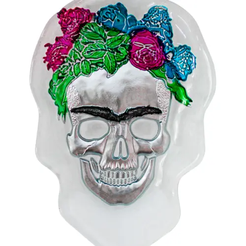 Plato de cristal con diseño calavera de Frida Kahlo de 21cm