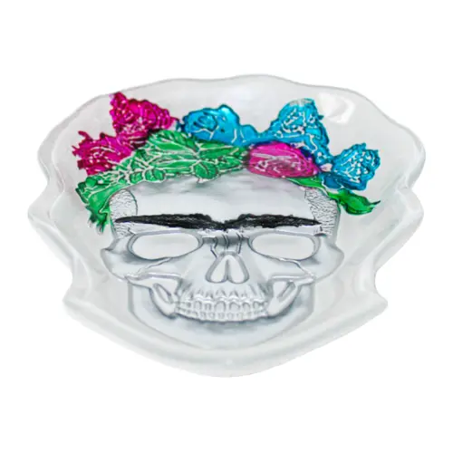 Plato de cristal con diseño calavera de Frida Kahlo de 21cm