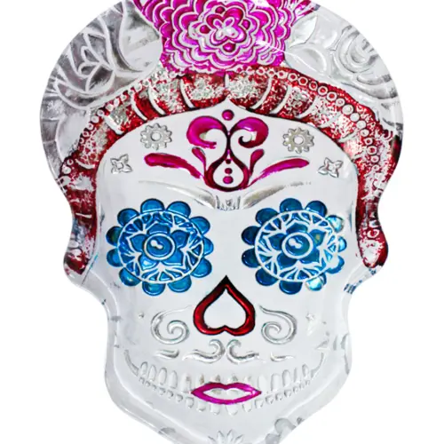 Plato de cristal con diseño catrina de 21cm