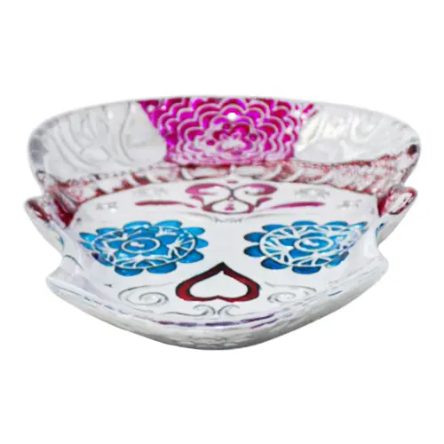 Plato de cristal con diseño catrina de 21cm