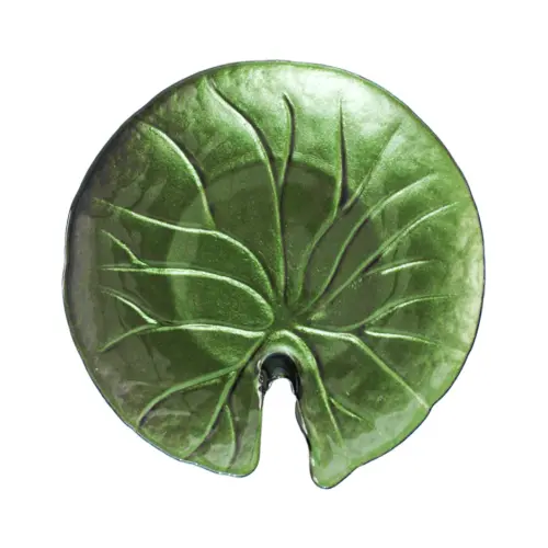 Plato de cristal diseño hoja de loto de 21cm