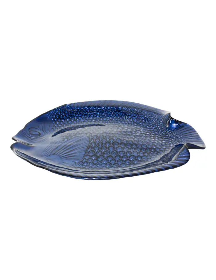 Platon de cristal diseño pescado azul marino de 37x30cm - Image 2