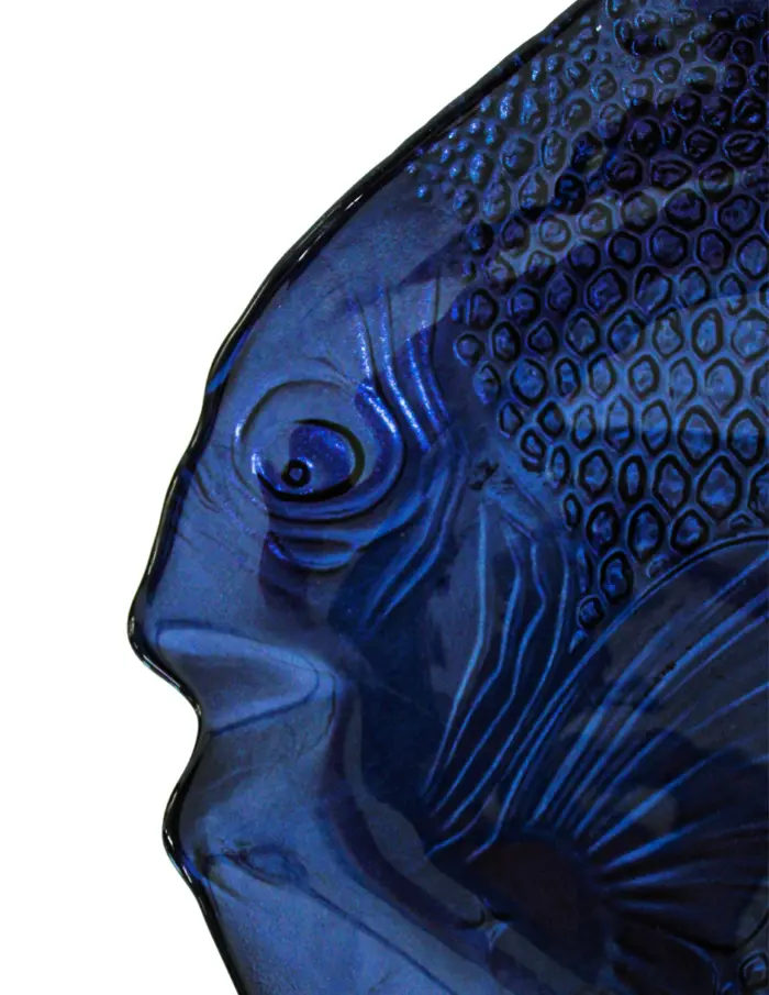 Platon de cristal diseño pescado azul marino de 37x30cm - Image 3