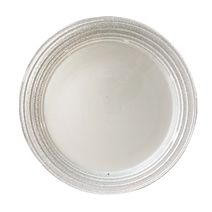 Plato de presentación de cristal con fondo blanco y orilla diamantada plata de 32cm