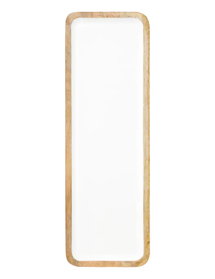 Charola rectangular de madera con metal blanca de 50x16x3cm - Image 4