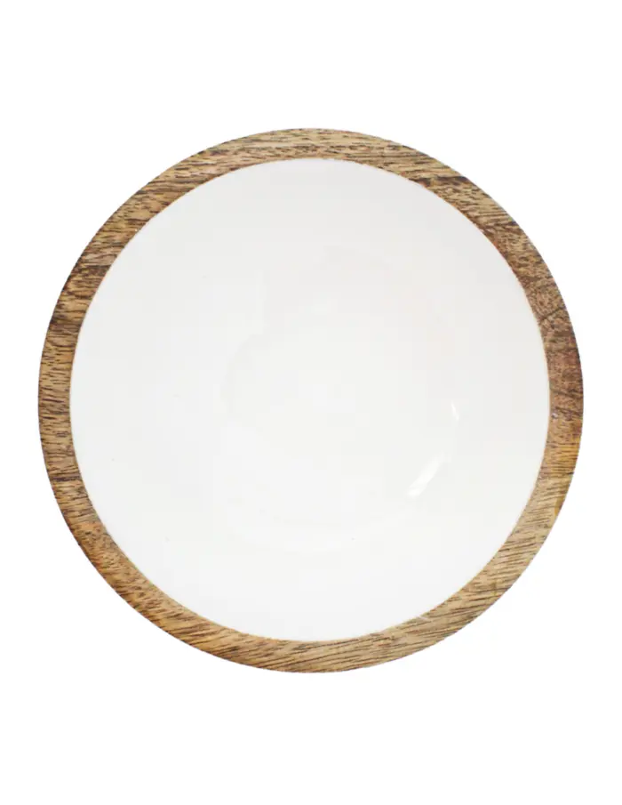 Bowl de madera con metal blanco de 30x30x11cm - Image 2