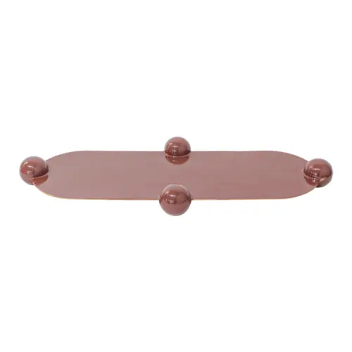 Charola oval de metal roja de 57x23x5cm