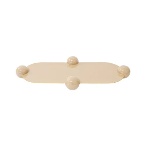 Charola oval de metal beige de 46x20x5cm