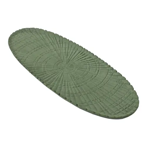 Charola oval de metal verde de 50.5×19.5x1cm