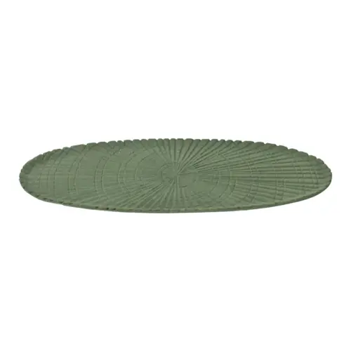 Charola oval de metal verde de 50.5×19.5x1cm