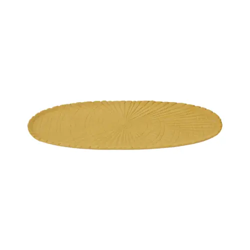 Charola oval de metal mostaza de 41×15.5x1cm