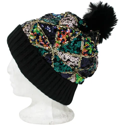 Gorro de Invierno multicolor con lentejuelas de 24x1x22cm